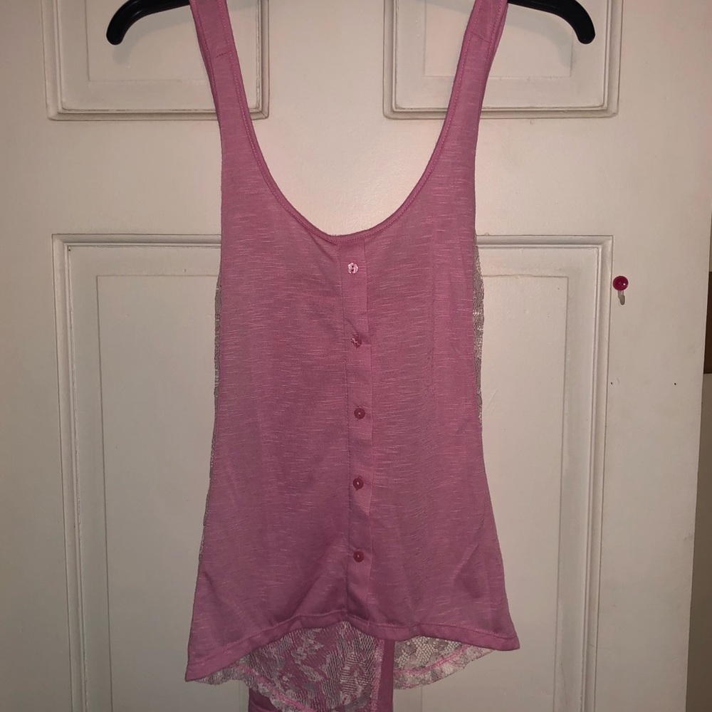 Pink lace tank top